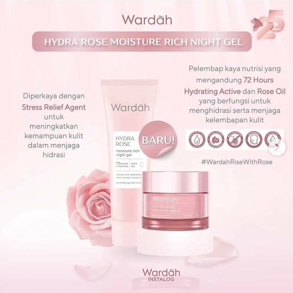 Wardah Hydra Rose Moisture Rich Night Gel | 17 ml