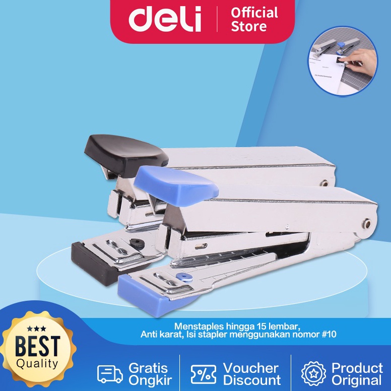

LIQ Deli Stapler Besi Mini Peralatan Kantor 10 Sheets E0224 Harga Oo