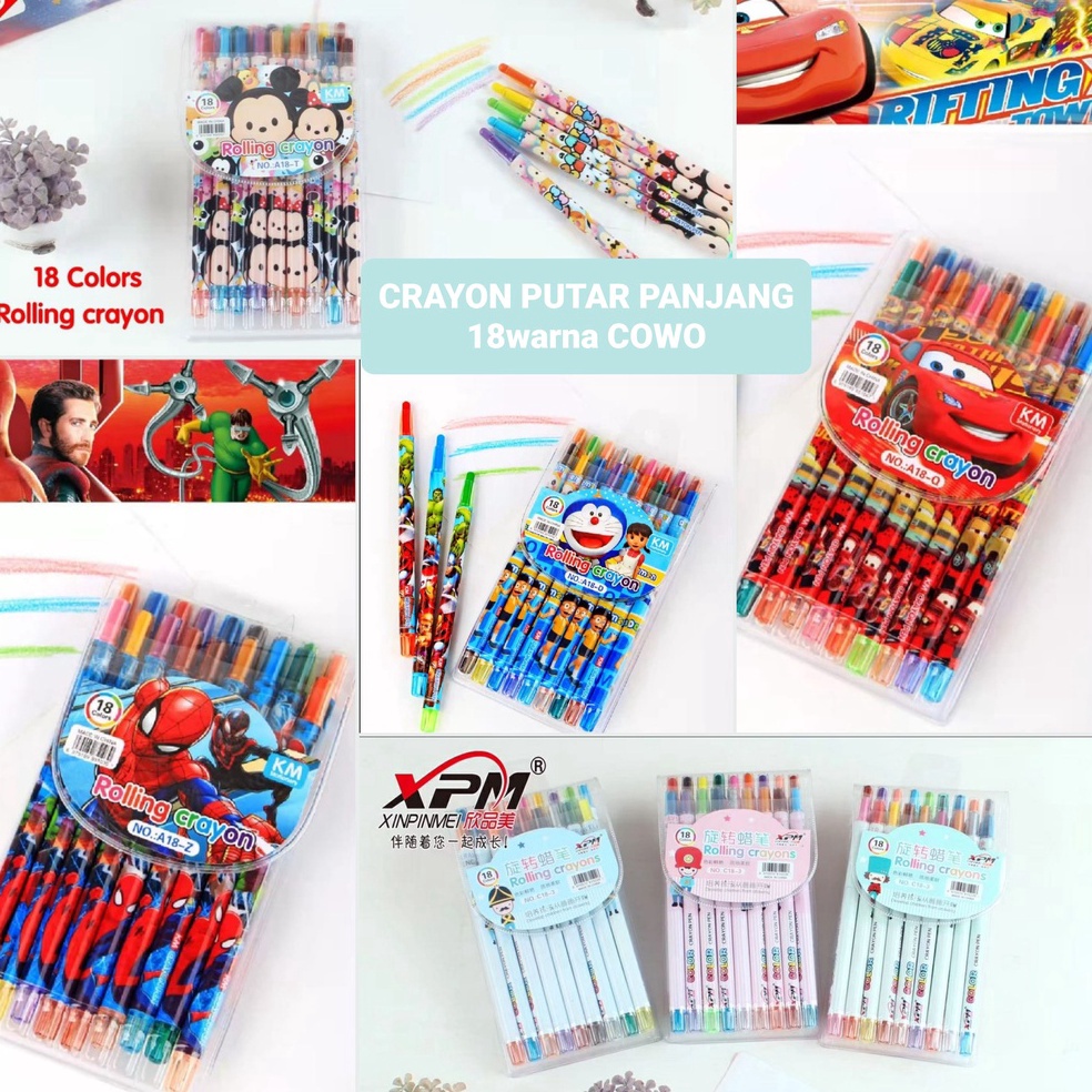 

IP84 CRAYON PUTAR PANJANG 12warna atau 18warna/krayon/rolling crayon/twist crayon 8648