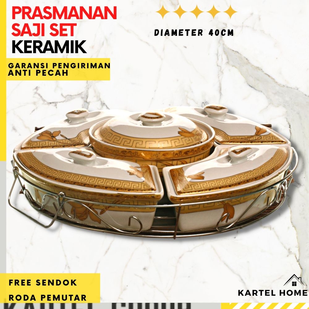 HOME TEMPAT SAJI MAKANAN PRASMANAN BULAT KERAMIK MOTIF SULTAN