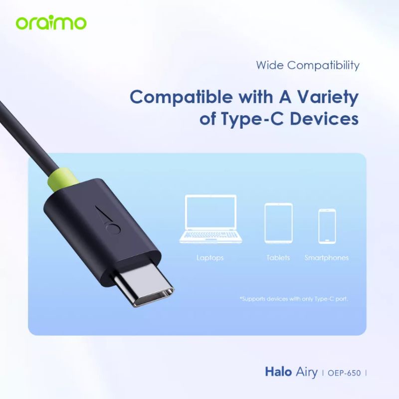 Oraimo Wired Earphone Kabel Handphone Type-C Halo C 1.2 OEP-650