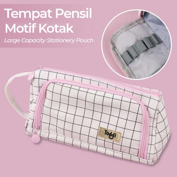 

ANGOO Tempat Pensil Large Capacity Motif Garis PB01