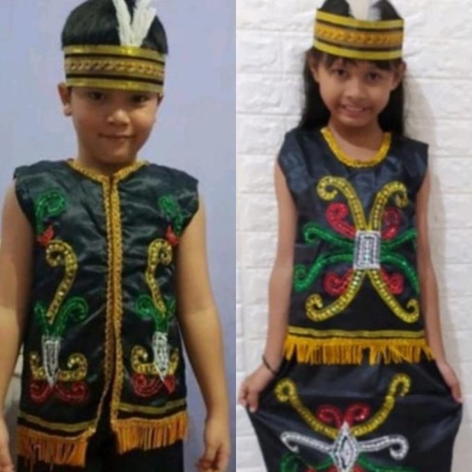 Baju Adat Dayak Anak Laki dan Perempuan TK SD // Pakaian Adat Kaltim