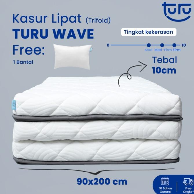 Kasur Lipat Lantai Trifold Premium TURU Wave Rebounded uk. 10x90x200