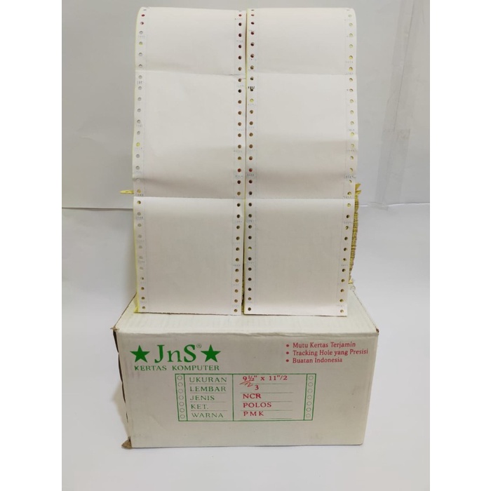 

Kertas Komputer JnS Ukuran Wartel / Double Pinhole 3 ply Pth Mrh Kng gon04