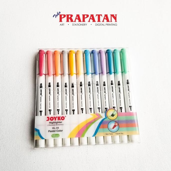 

Spidol Highlighter Marker Pastel Color Joyko 12 warna HL-55