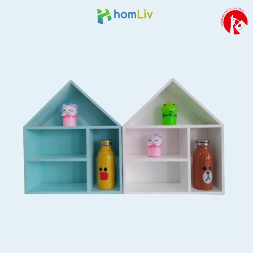 Terlaris Rak Dinding Bentuk Rumah Bahan Kayu