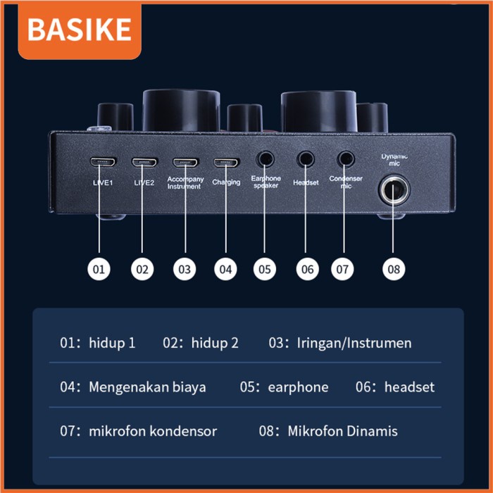 Soundcard V8 Mixer Bluetooth Sound Card Audio Mikrofon Stand Set