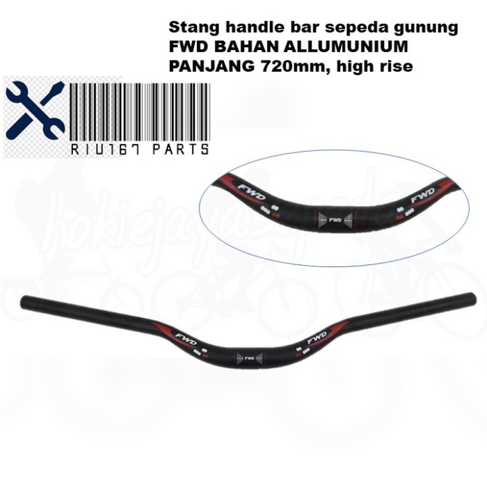 Stang handle bar sepeda MTB high rise FWD 710 mm OS 31,8 ALLUMUNIUM