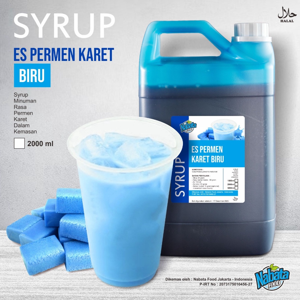 

Ready stock Sirup Permen Karet Biru 2 liter Nabata NY7