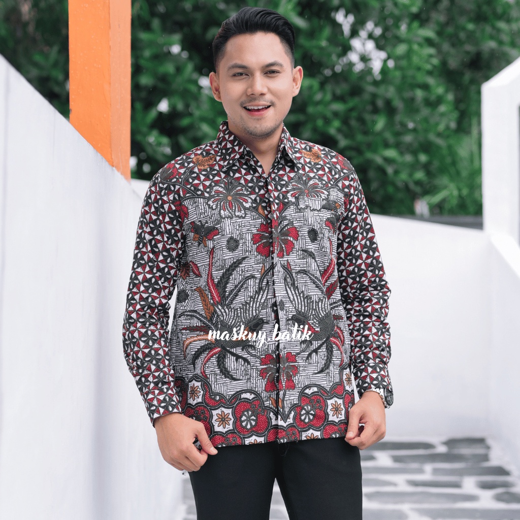 Baju Batik Pria Lengan Panjang Slim Fit Furing Modern Premium Katun Prima Casual Kemeja Formal Asli Cowok keren Kondangan