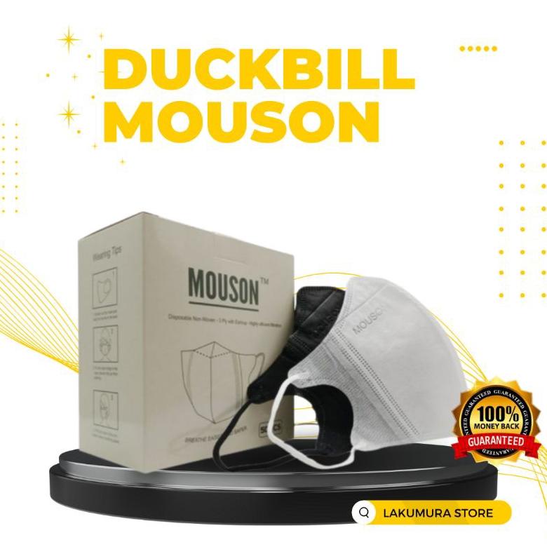 7.7 Masker Duckbill 4 Ply Mouson Embos Premium Disposable Face Mask Isi 50 Pcs