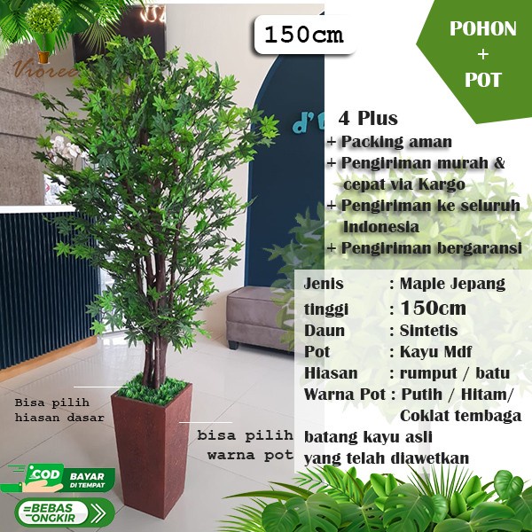 MUST HAVE #1 POHON PLASTIK BESAR TINGGI MAPLE JEPANG HIJAU 150 ARTIFICIAL TERMURAH