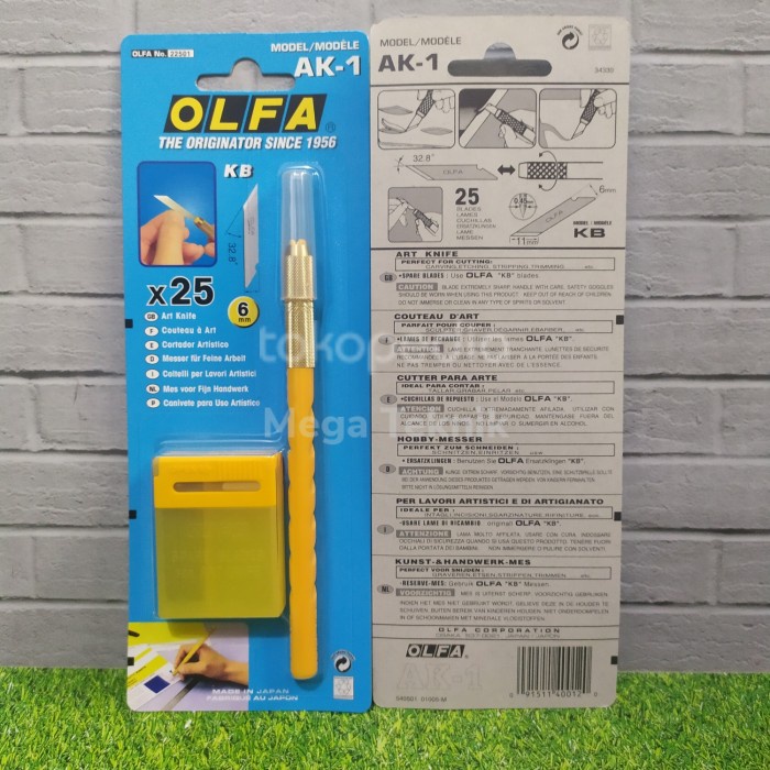 

Terlaris Art Knife Cutter Ak-1 Art Knife With 25 Blades Olfa