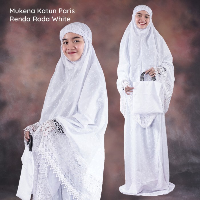 Mukena Grosir Katun Paris Rempel Kerancang Afc Putih
