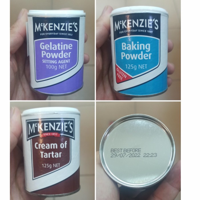 

Mc Kenzies Gelatin / Mc Kenzies Baking Powder / Mc Kenzie Cream Tartar