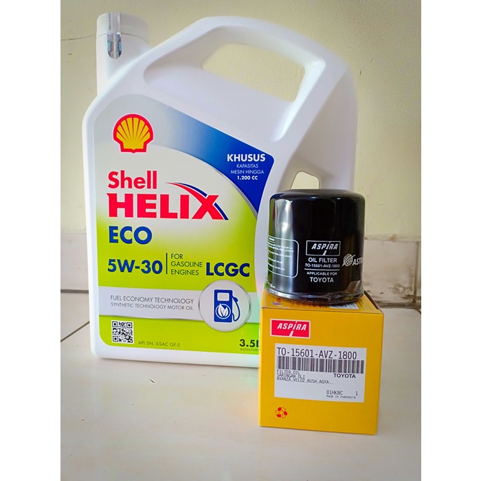 Paket Oli Shell Helix Eco 5W-30 + Filter Oli Agya/ Ayla/ Sigra/ Calya