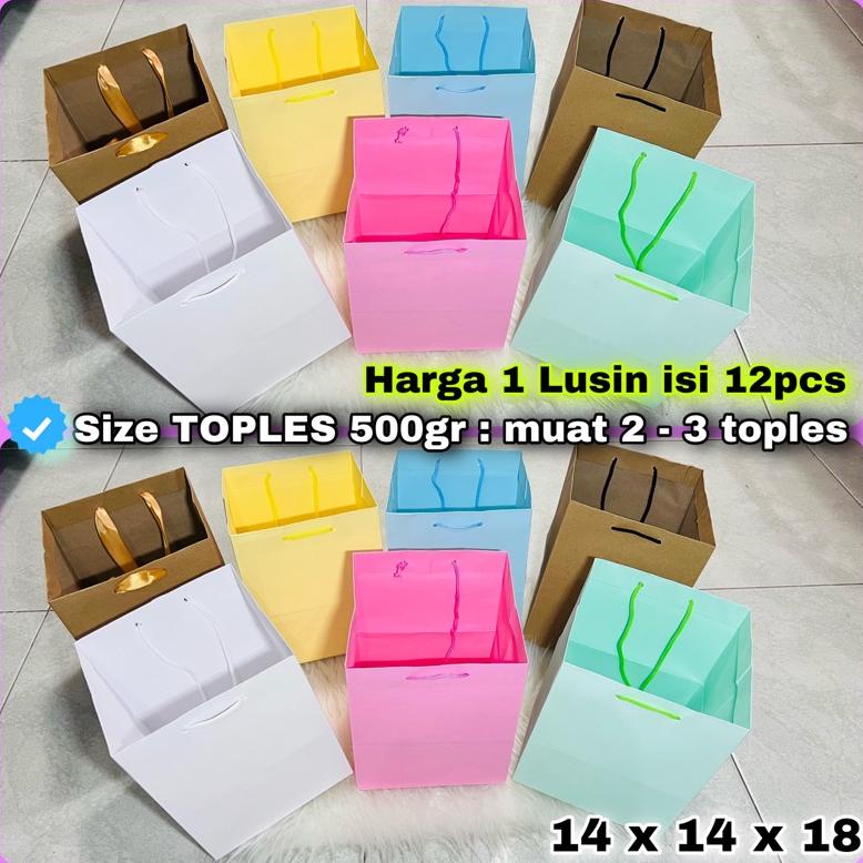 

Terbaru paper bag toples / tas kertas / kantong / paperbag toples kue kering roti mug cookies 14x14x18