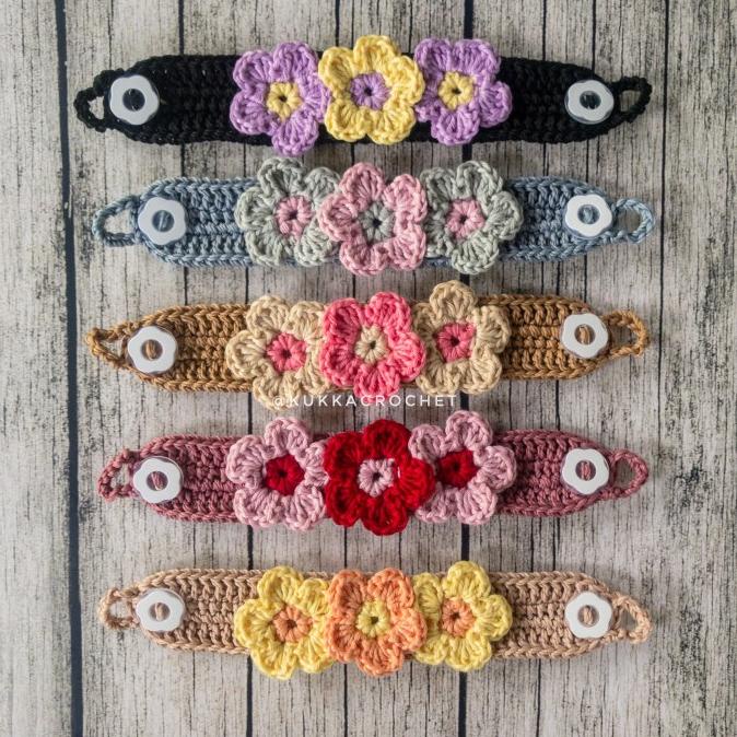 Konektor/Tali Pengait Masker Rajut Hijab Motif Bunga Little Daisy ralnaadas_