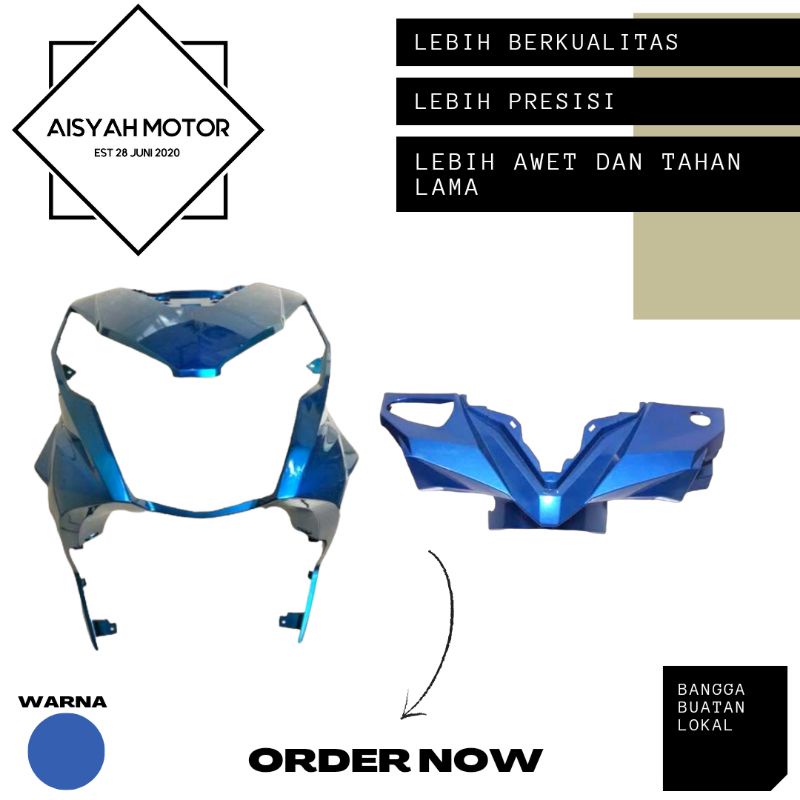 Cover Bodi Batok Depan Cover Dasi Tameng Honda Beat FI Esp Eco Warna Biru Tahun 2017-2019