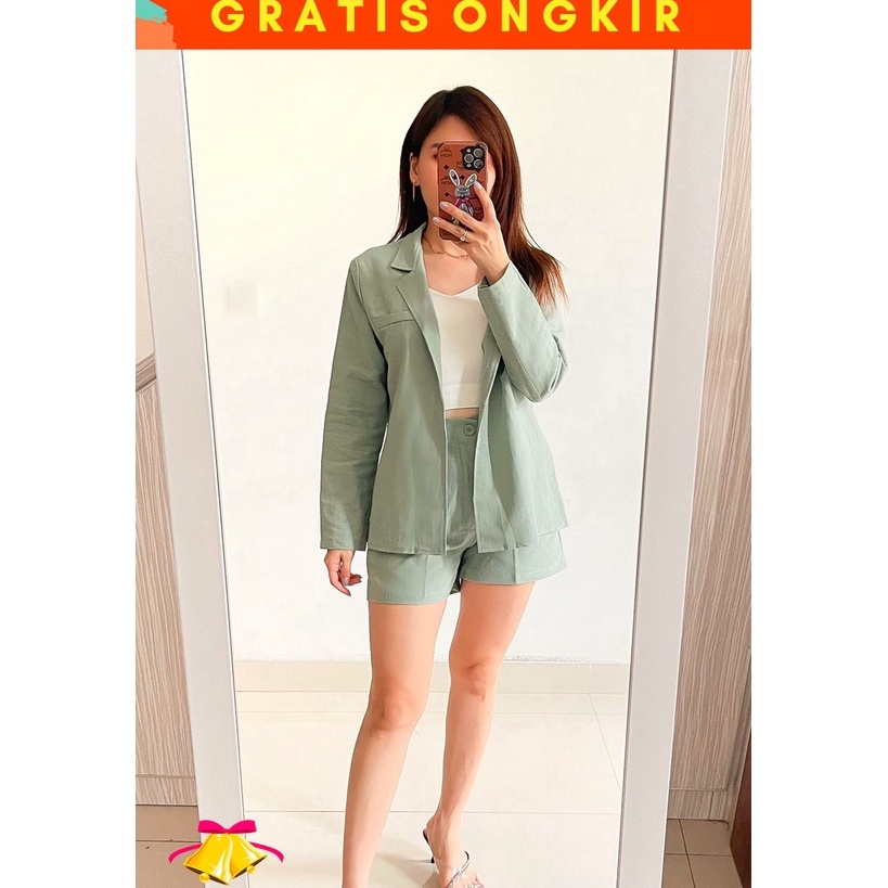 Paling Popular.. COTTONBELLS CASUAL JUMPSUIT WANITA OWENA POCKET BUTTON V SET PANTS (AL - JS 1831) 6