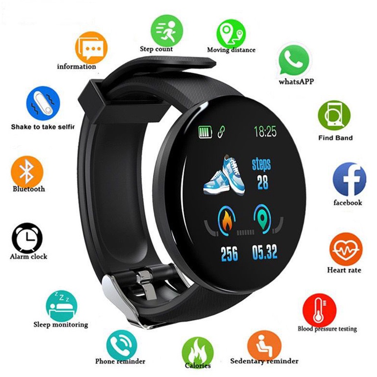 Stok terbatas. DENNOS D18 SmartWatch jam tangan pintar Olahraga Tahan Air Pria dan Wanita Bluetooth 