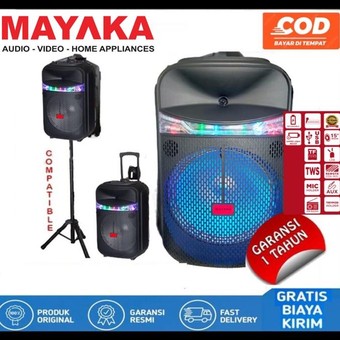 Mayaka Speaker Aktif Trolley Karaoke Portable 18 Inch Spkt-1815Ead Usb Inarahza