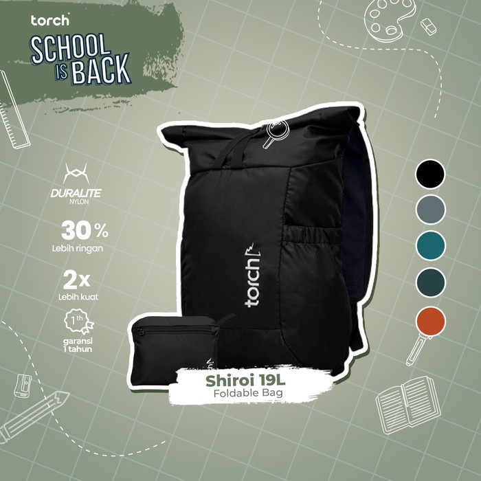 FLASH SALE TORCH TAS RANSEL PUNGGUNG LIPAT PRIA WANITA - FOLDABLE BACKPACK SHIROI TERLARIS