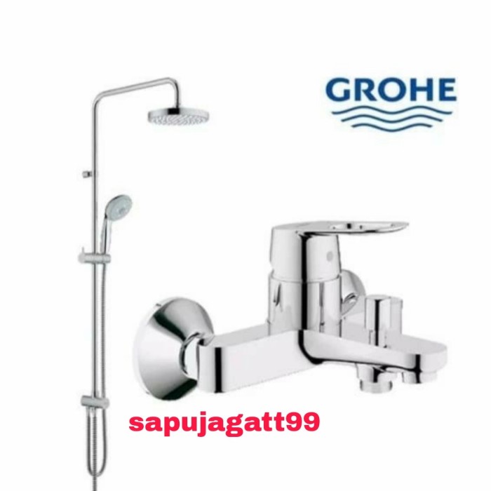 Setshow Grohe Paket Tempesta 200 Shower Syste 27389002 & Bathtub Bauedge