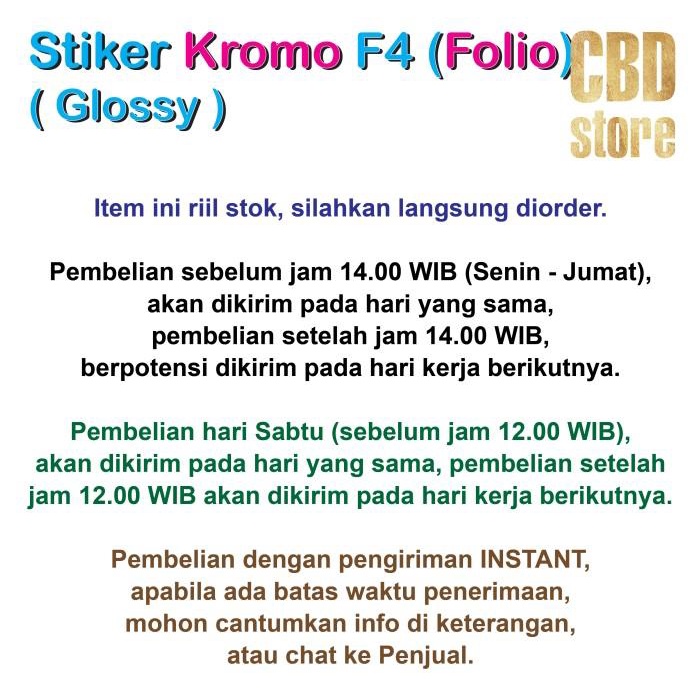 

Kertas Stiker Kromo F4 Folio Sticker Chromo Glossy 100 Pcs Merk Lintec