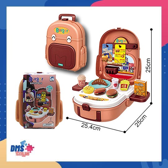 Terlaris Mainan Anak Tas Backpack Burger Set Peran Edukasi