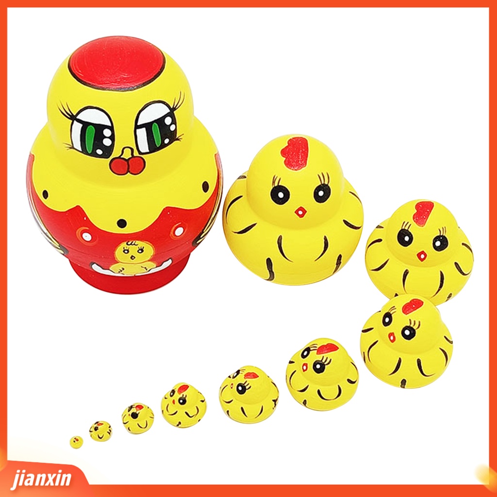 [Jianxin] Mal 1set Boneka Bersarang Indah Desain Hewan Sepuluh Lapis Kartun Anak Ayam Matrioska Mainan Untuk Anak