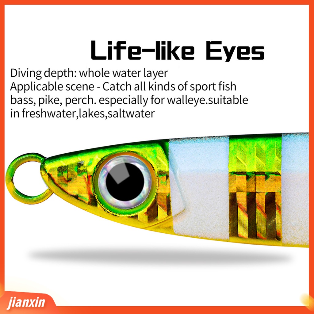 [Jianxin] 14/40/80g Umpan Pancing 3D Simulasi Fisheye Tajam Kait Bercahaya Angling Logam Air Asin Glow-in-the-dark Bionic Buatan Umpan Memancing Luar Ruangan