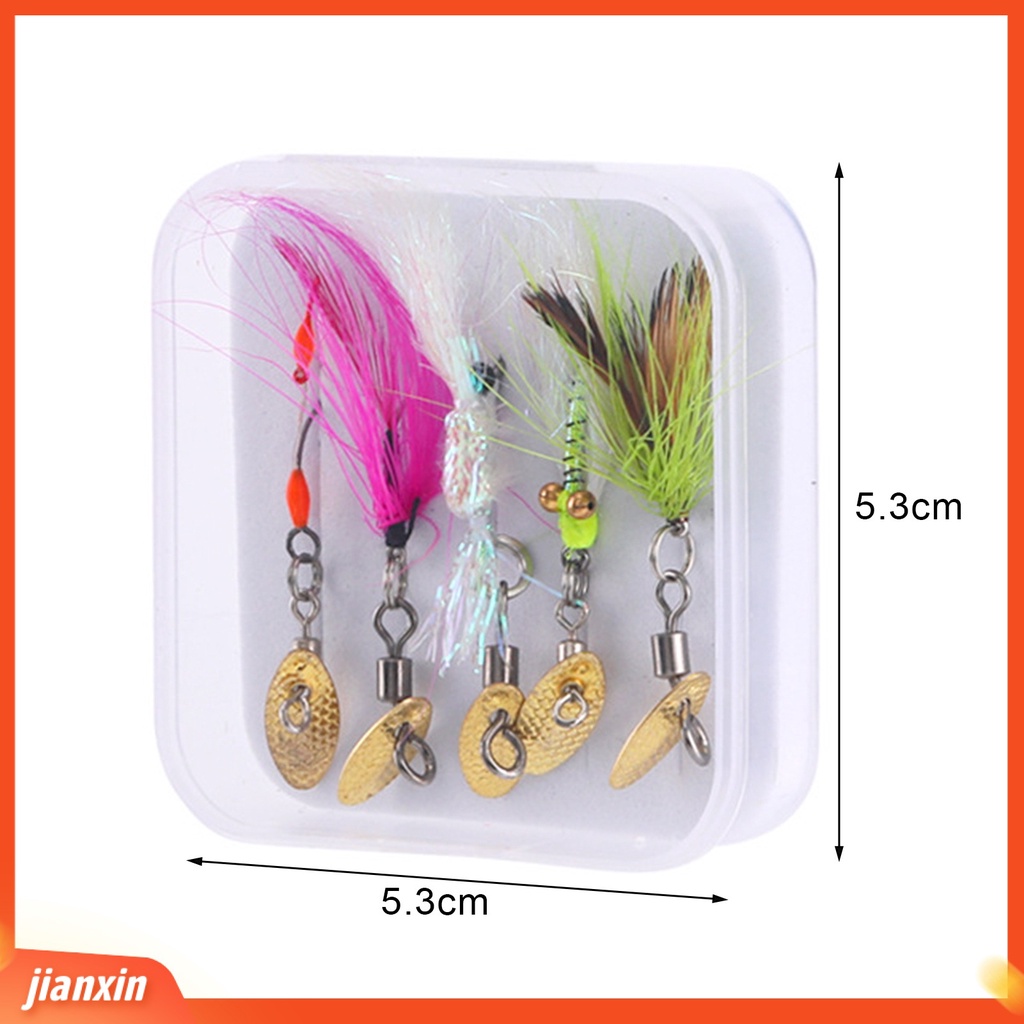 [Jianxin] 5pcs Umpan Pancing Realistis Simulasi Mata Terbang Lalat Capung Kait Fish Tackle Perlengkapan Memancing