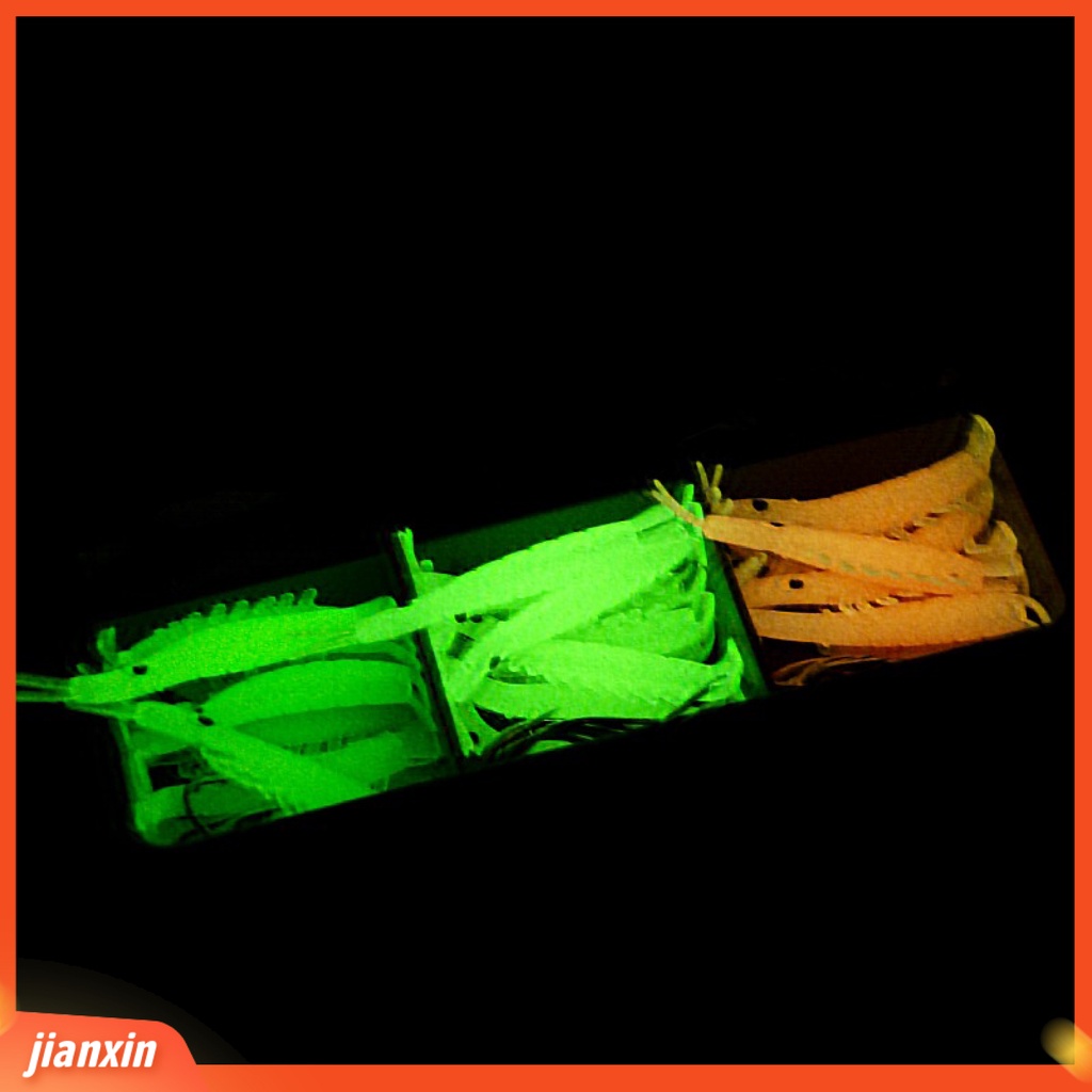 [Jianxin] 100 Pcs / Set Umpan Pancing Soft Bait Bentuk Udang Imitasi Dengan Kail Tajam