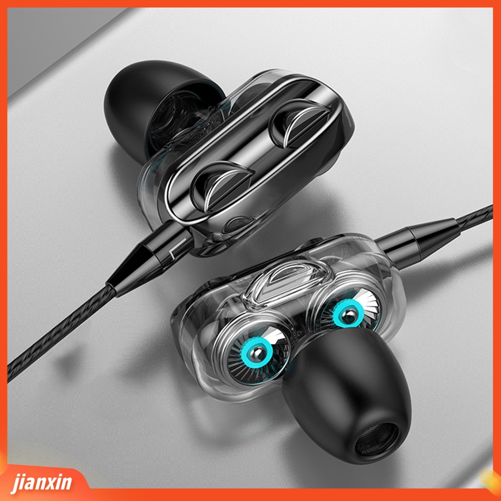 [Jianxin] Earphone Sport Model In-ear Suara Heavy Bass HiFi Dual Driver dengan Kabel