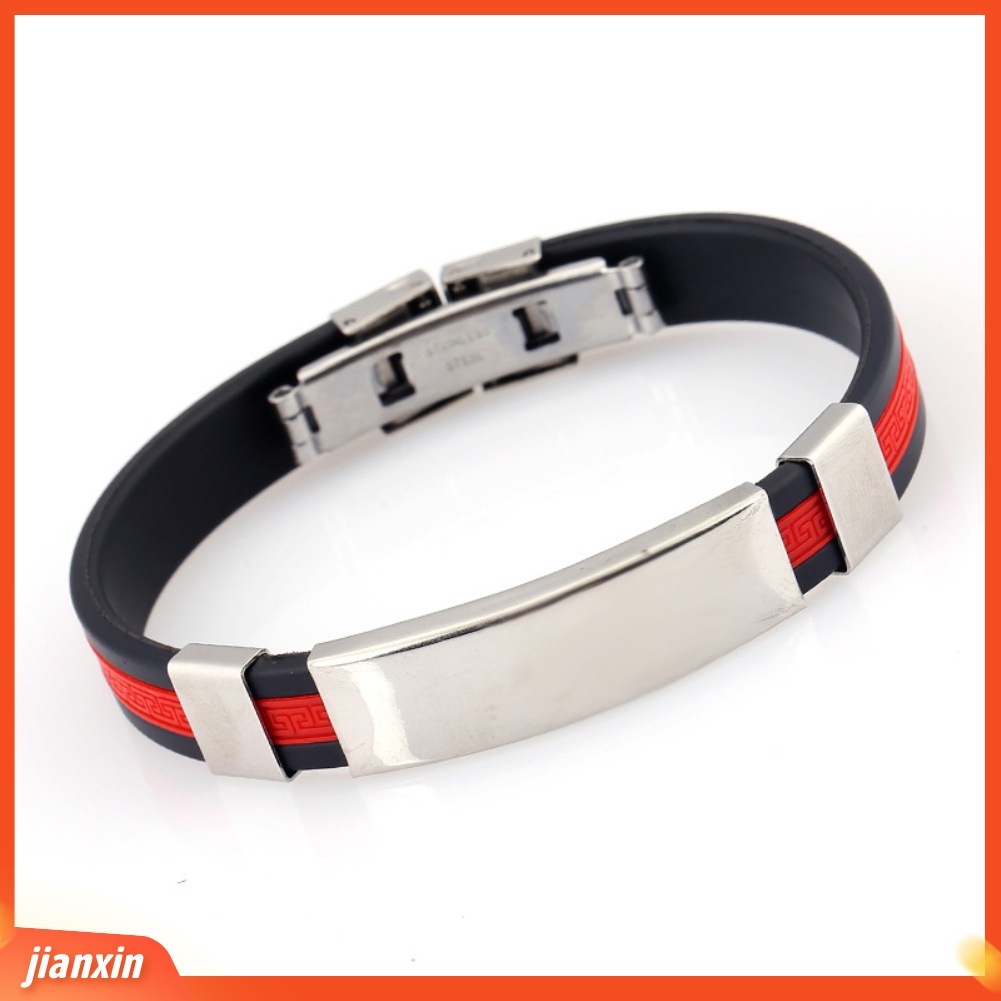 [Jianxin] Fashion Silicone Wristband Bracelet Men Adjustable Bangle Jewelry Birthday Gift