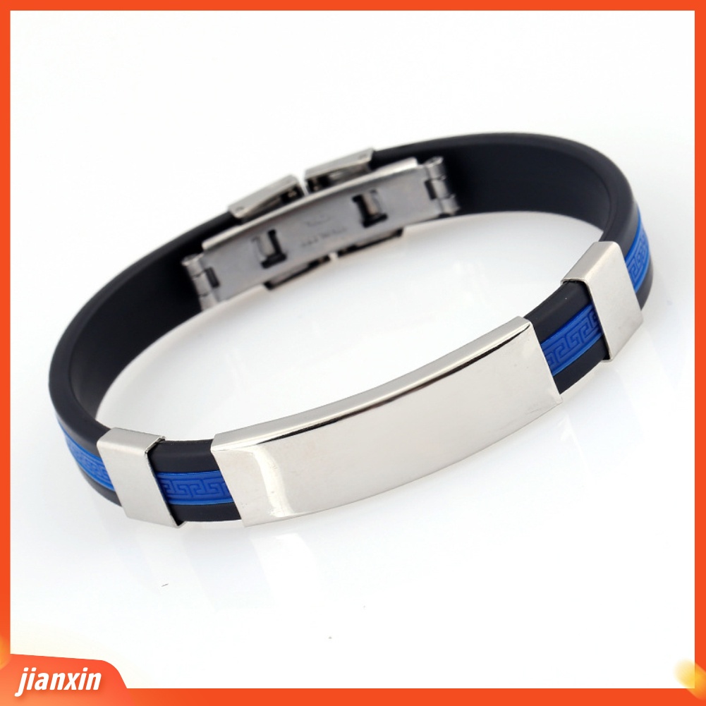 [Jianxin] Fashion Silicone Wristband Bracelet Men Adjustable Bangle Jewelry Birthday Gift