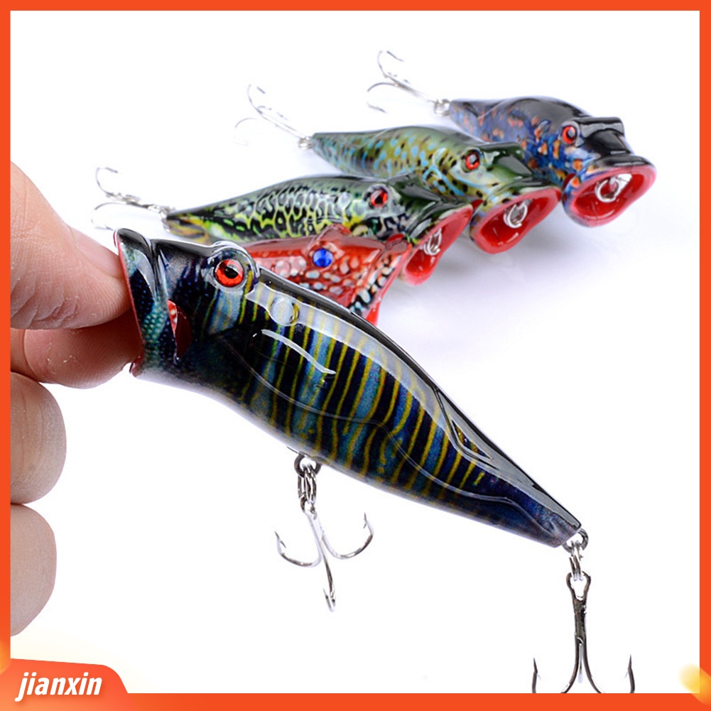 [Jianxin] 8cm Umpan Pancing Popper Bahan Plastik Keras dengan Kail Tajam