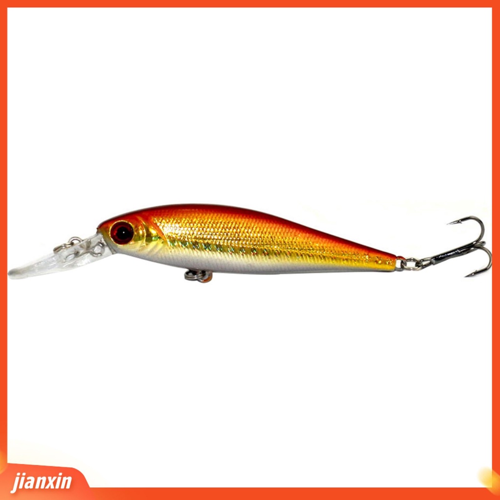 [Jianxin] 11cm Umpan Pancing Ikan Minnow Bergaris dengan Kail / Mata Pancing Treble