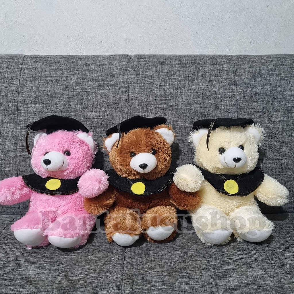 Boneka Teddy Bear Wisuda Boneka Wisuda Bucket Bahan Bulu 35CM