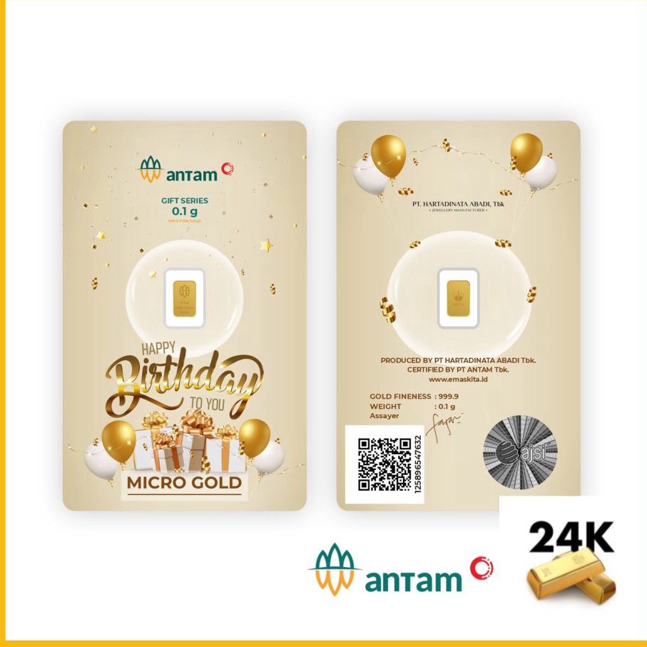 12.12 Product HOT LM Emas Logam Mulia Antam Hartadinata 0,1 0.1 Gram Edisi Happy Birthday Ulang Tahu