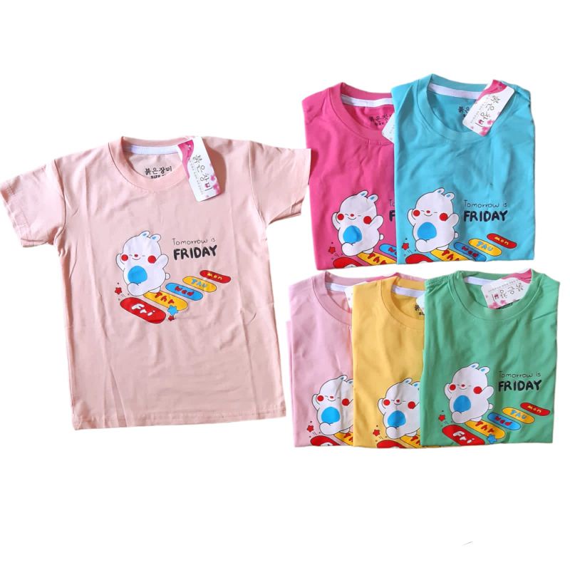 3-7tahun Grosir Ecer kaos import anak perempuan / cewek usia 3 4 5 6 7 tahun