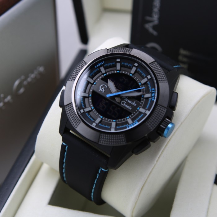 Alexandre Christie Ac 9374 Black List Blue Double Time Pria Orinal