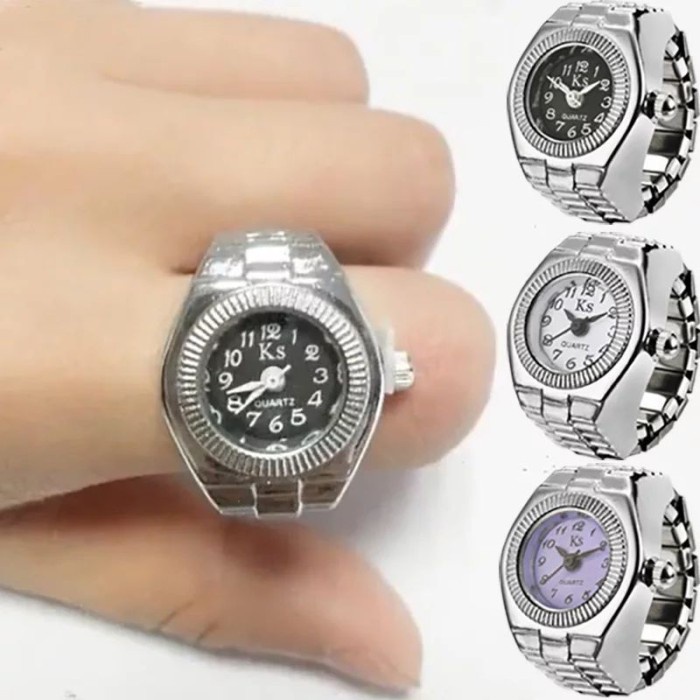 Jam Cincin Unik Arloji Jari Pria Wanita Retro Vintage Jam Analog Hidup