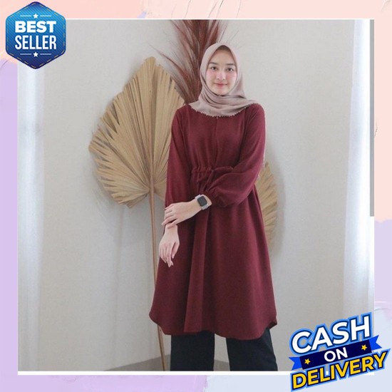 Tunik Dress Wanita Dewasa Lengan Panjang Warna Putih Cantik Terbaru 20 Bheta Tunik/Tunik Wanita/Paka
