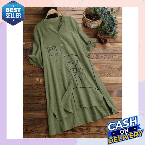 Alya Tunik Long Tunik Crinkle Airflow Kekinian Tunik Cantik Murah Atas Tania Tunik Crincle + Sablon