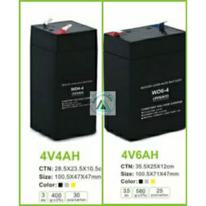 Terlaris Baterai Kotak / Aki Kering 4 Volt 4Ah / 4 Volt 6Ah