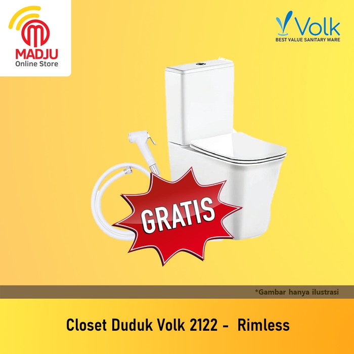 Closet Duduk VOLK 2122 Slim Rimless FREE JET SHOWER