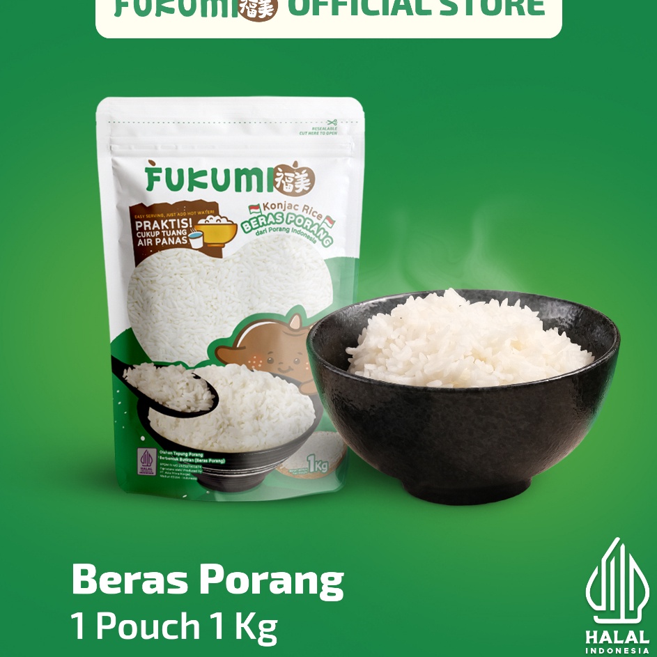 

TEBUS MURAH ✅ FUKUMI Beras Porang Pouch 1 Kg - Shirataki / Konjac Rice